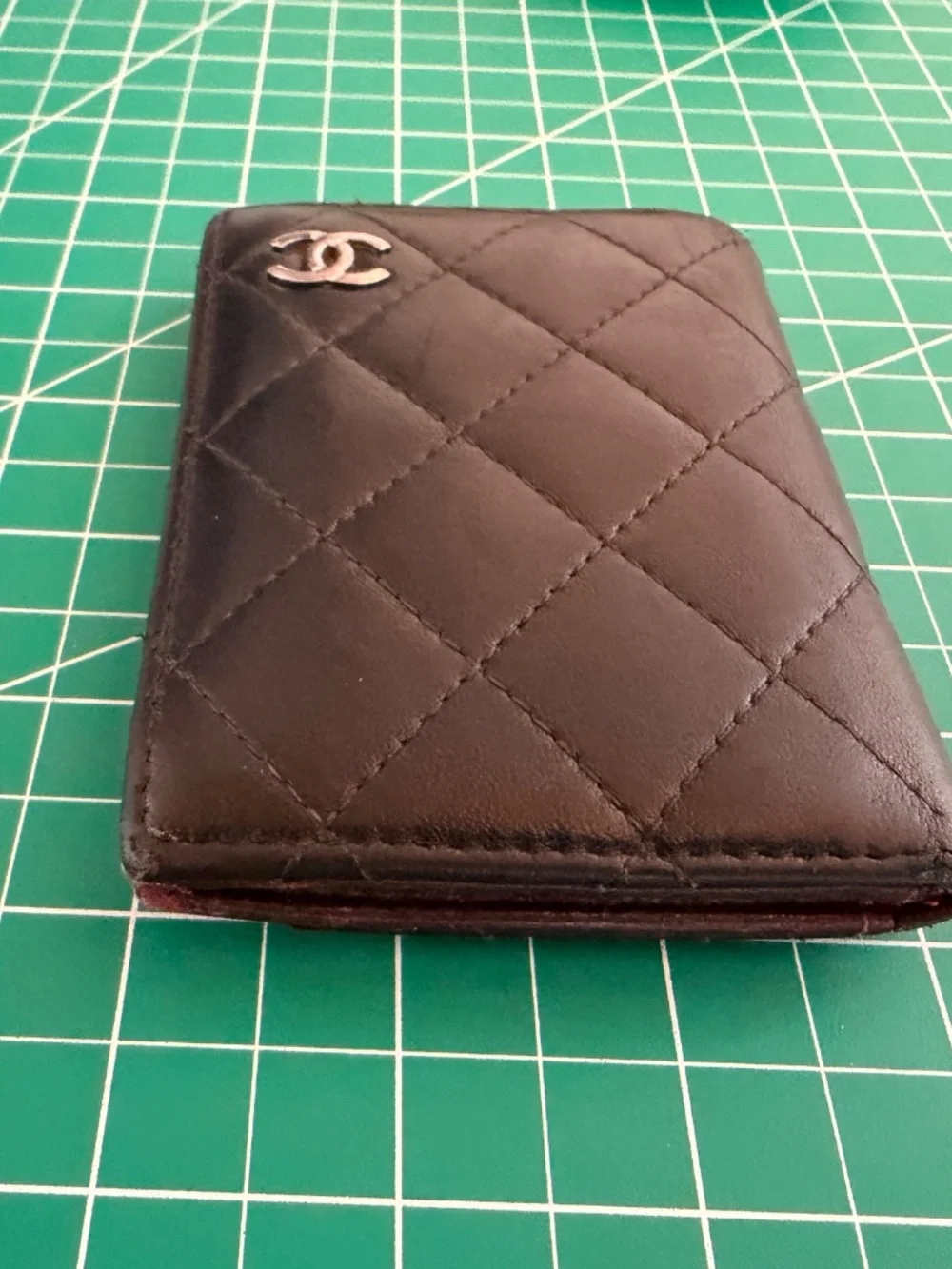 CHANEL Black Quilted Leather Card & Key Holder with CC Logo